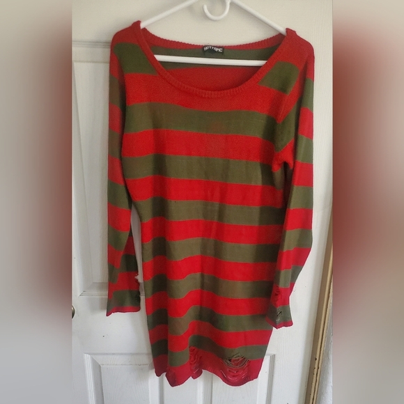 Hot Topic A Nightmare On Elm Street Freddy Krueger Distressed Dress, Large - Picture 2 of 8